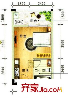 云星城市春天單間戶型 1室1廳
