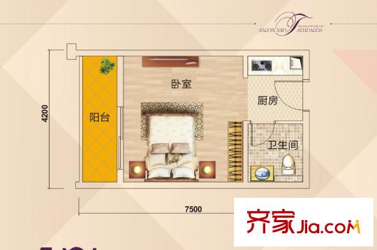 云星城市春天17棟戶型圖 1室1衛(wèi)1廚