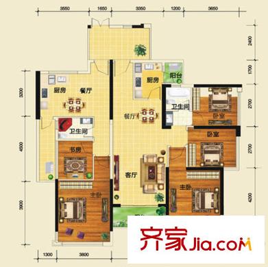 和居邕江郡雙拼戶型 5室3廳2衛(wèi)1廚