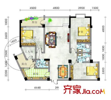 恒大蘋果園金22#-2（在售） 3室2廳3衛(wèi)1廚
