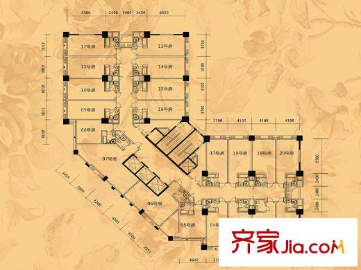 昌泰尊府10# 11#寫字樓偶數(shù)層戶型平面圖  1室1廳1衛(wèi)1廚