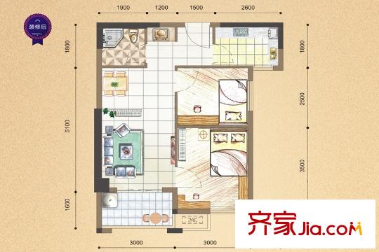 恒宇國(guó)際公館1#樓03戶型 2室2廳1衛(wèi)1廚