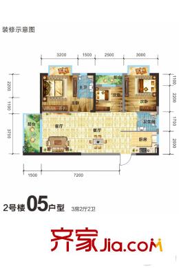振寧星光廣場(chǎng)2號(hào)樓05戶(hù)型 3室2廳2衛(wèi)1廚