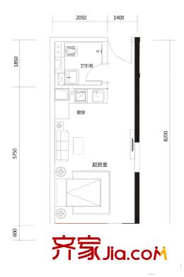 龍光普羅旺斯香奈兒莊園6號樓21/22戶型 1室1廳1衛(wèi)1廚