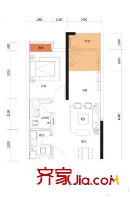 龍光普羅旺斯香奈兒莊園6號樓10/05/02戶型 1室1廳1衛(wèi)1廚