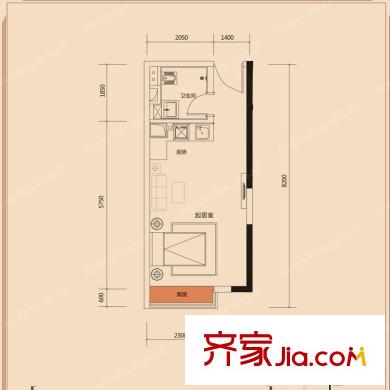 龍光普羅旺斯法式原鄉(xiāng)小鎮(zhèn)精裝SOHO6#21/22戶型 1室1廳1衛(wèi)1廚