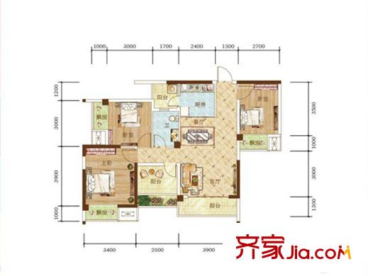 頤源居C棟03戶型 3室2廳1衛(wèi)1廚