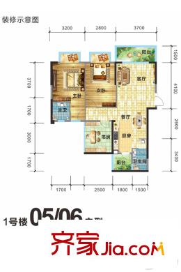 振寧星光廣場1號樓05/06戶型 3室2廳2衛(wèi)1廚