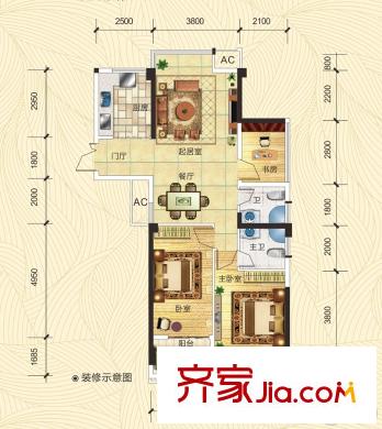 五象麗景3、9#B2戶型 3室2廳2衛(wèi)1廚