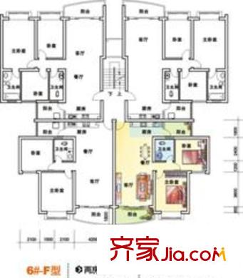 花樣年華6#-F型 2室2廳1衛(wèi)1廚
