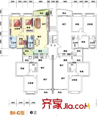 花樣年華5#-C型 3室2廳2衛(wèi)1廚