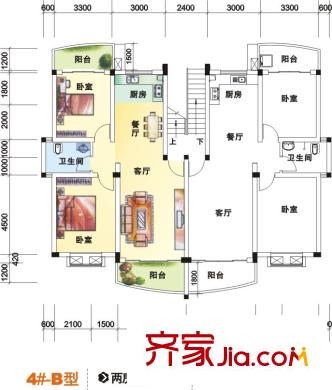 花樣年華4#-B型 2室2廳1衛(wèi)