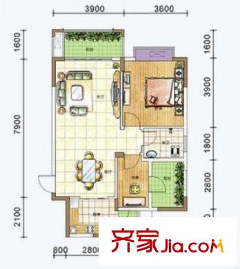 萊茵湖畔C2棟三單元02號房戶型 2室2廳1衛(wèi)