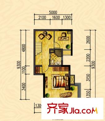 融晟公園大地A12#樓2單元03戶型 1室1廳1衛(wèi)1廚