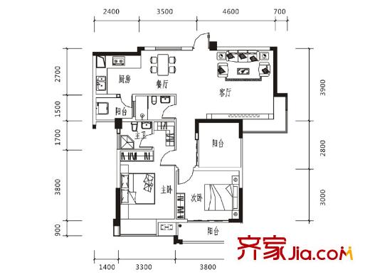 和思相思湖畔4號(hào)樓02/03戶型 3室2廳2衛(wèi)1廚