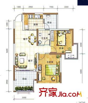 萊茵湖畔C1棟一單元06號房 2室2廳1衛(wèi)1廚