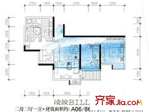 水岸都市凌波A06/B06 2室2廳1衛(wèi)1廚