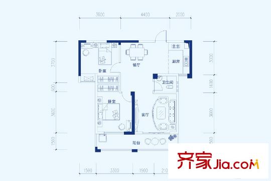玫瑰園幸福灣A1-1-05/A1-2-05戶型 2室2廳1衛(wèi)1廚