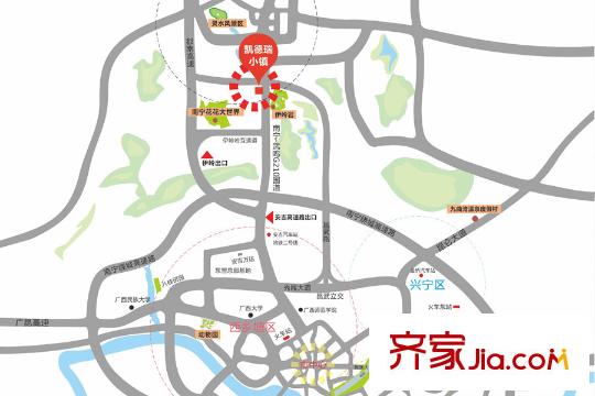 凱德瑞小鎮(zhèn)區(qū)位圖