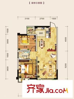 巴黎香醍1號樓 2號樓02、03戶型 2室2廳1衛(wèi)1廚