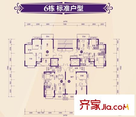 南寧恒大名都6號(hào)樓標(biāo)準(zhǔn)層戶型 2室2廳1衛(wèi)1廚