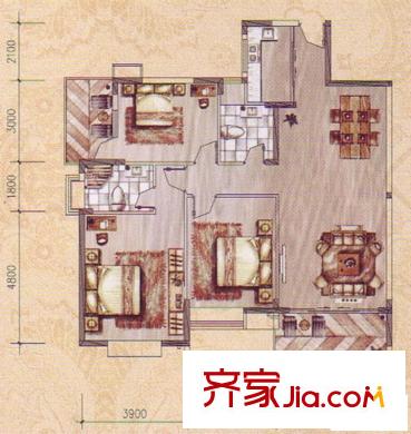 百花苑小區(qū)Aa-B Ac-B戶型 3室2廳2衛(wèi)1廚