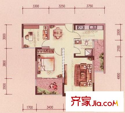 融晟公園大地15#、18#標(biāo)準(zhǔn)層GC02戶型 1室1廳1衛(wèi)1廚