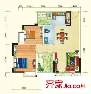 保利山水怡城戶型圖1、2單元01、02號房 2室2廳1衛(wèi)1廚