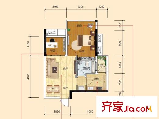 江宇世紀(jì)城7號(hào)樓05號(hào)戶(hù)型 2室1廳1衛(wèi)1廚