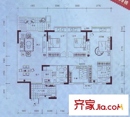 藍山上城13號樓1-4層05戶型4室2廳2衛(wèi)136平方米 4室2廳2衛(wèi)1廚