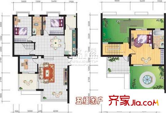 荣和山水美地户型图五组团户型 4 4室2厅2卫1厨