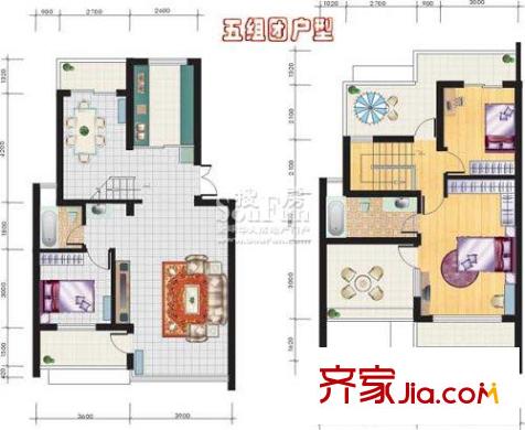 榮和山水美地戶型圖五組團(tuán)戶型 8 4室2廳2衛(wèi)1廚
