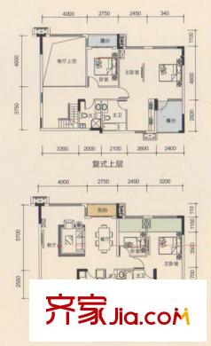 榮和大地二期19、22號樓A2復(fù)式戶型 4室2廳4衛(wèi)1廚