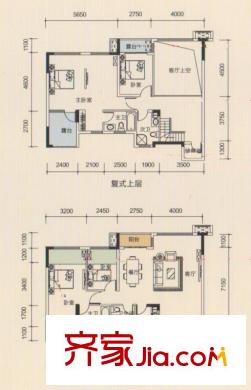 榮和大地二期19、22號樓A1復(fù)式戶型 4室2廳4衛(wèi)1廚