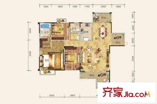 巴黎香醍6號樓03/05戶型 3室2廳2衛(wèi)1廚