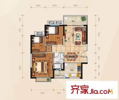 南寧恒大名都5#1單元01、05戶型 3室2廳1衛(wèi)1廚