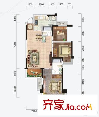 云星錢(qián)隆首府7#1單元01戶型 3室2廳2衛(wèi)1廚