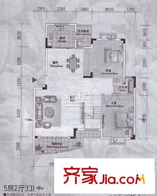 梦之岛花园28号楼一层c3户型 5室2厅3卫1厨