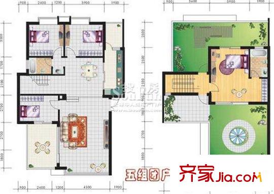 榮和山水美地戶型圖五組團(tuán)戶型 2 4室2廳2衛(wèi)1廚