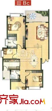 榮和山水美地戶型圖錯層三房 3室2廳2衛(wèi)1廚