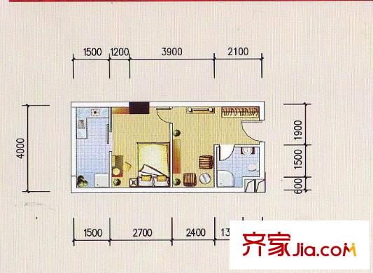 麒麟山01、02、05、22#戶型 1室1廳1衛(wèi)