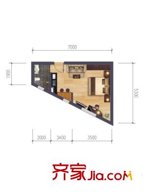 順隆公館25戶型 1室1衛(wèi)1廚