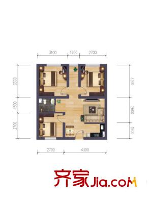 順隆公館20-21戶型 3室2廳1衛(wèi)1廚