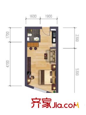 順隆公館27戶型 1室1衛(wèi)1廚