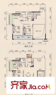 榮和大地二期19、22號樓A3復(fù)式戶型 4室2廳3衛(wèi)1廚