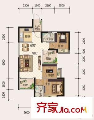 寶能五象湖1號(hào)1號(hào)樓02/03單元B戶型 4室2廳2衛(wèi)1廚