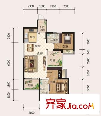 寶能五象湖1號(hào)9、13號(hào)樓02/03單元B1戶型 2室2廳2衛(wèi)1廚