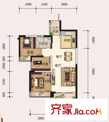 寶能五象湖1號(hào)2、3、5號(hào)樓02/03單元D戶型 3室2廳1衛(wèi)1廚