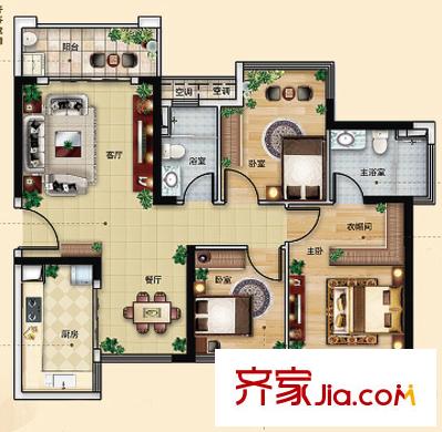保利城E戶型 2室2廳2衛(wèi)1廚