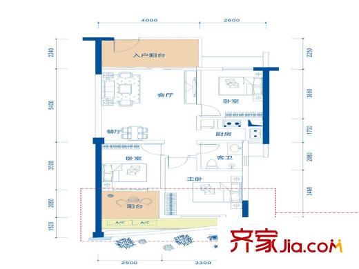 騁望麓濤townhouseD棟03/06戶型 3室2廳1衛(wèi)1廚